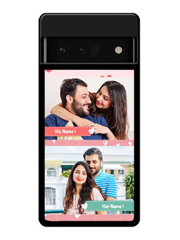 Custom Google Pixel 6 Pro 5G Custom Glass Phone Case - Photo With Heart Design