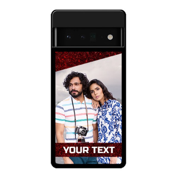 Google Pixel 6 Pro 5G Custom Glass Phone Case - Image Holder With Glitter Strip Design