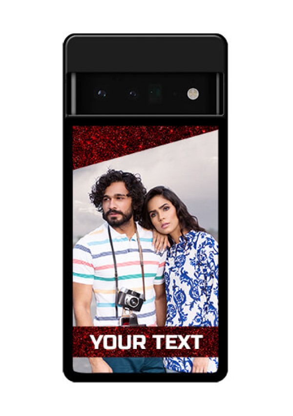 Google Pixel 6 Pro 5G Custom Glass Phone Case - Image Holder With Glitter Strip Design