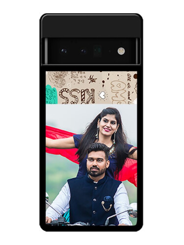Custom Google Pixel 6 Pro 5G Custom Glass Phone Case - Love Doodle Pattern
