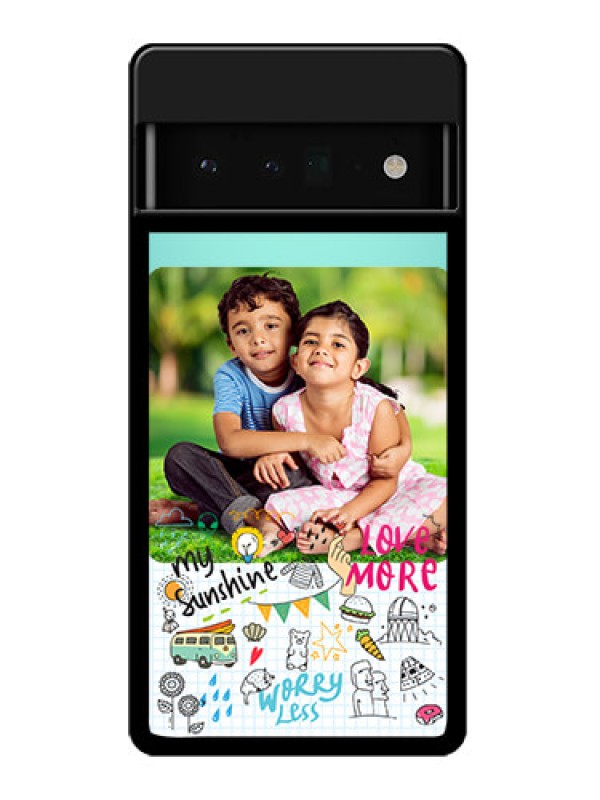Custom Google Pixel 6 Pro 5G Custom Glass Phone Case - Doodle Love Design