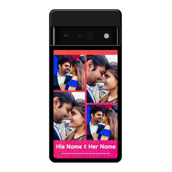 Google Pixel 6 Pro 5G Custom Glass Phone Case - I Love You Pink Design