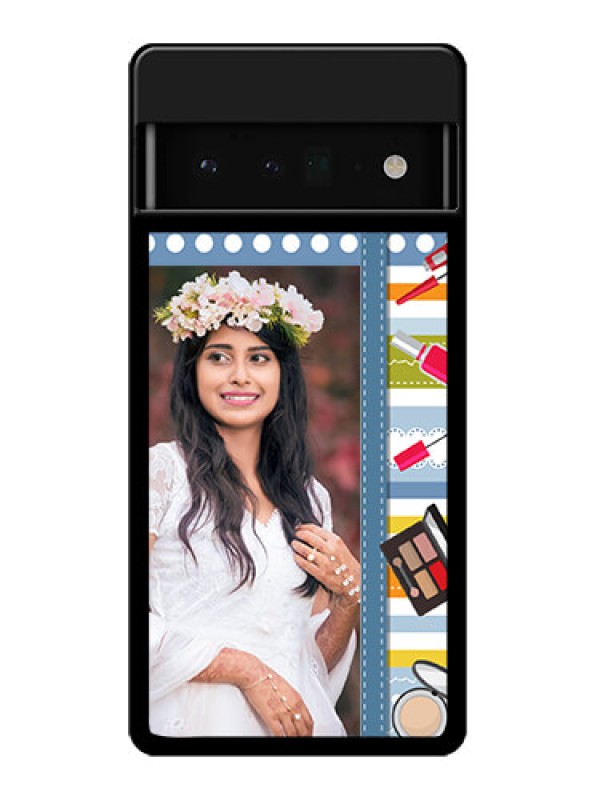 Custom Google Pixel 6 Pro 5G Custom Glass Phone Case - Makeup Icons Design