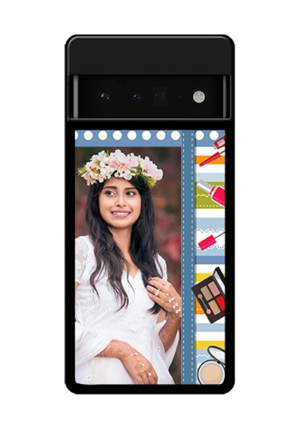 Google Pixel 6 Pro 5G Custom Glass Phone Case - Makeup Icons Design