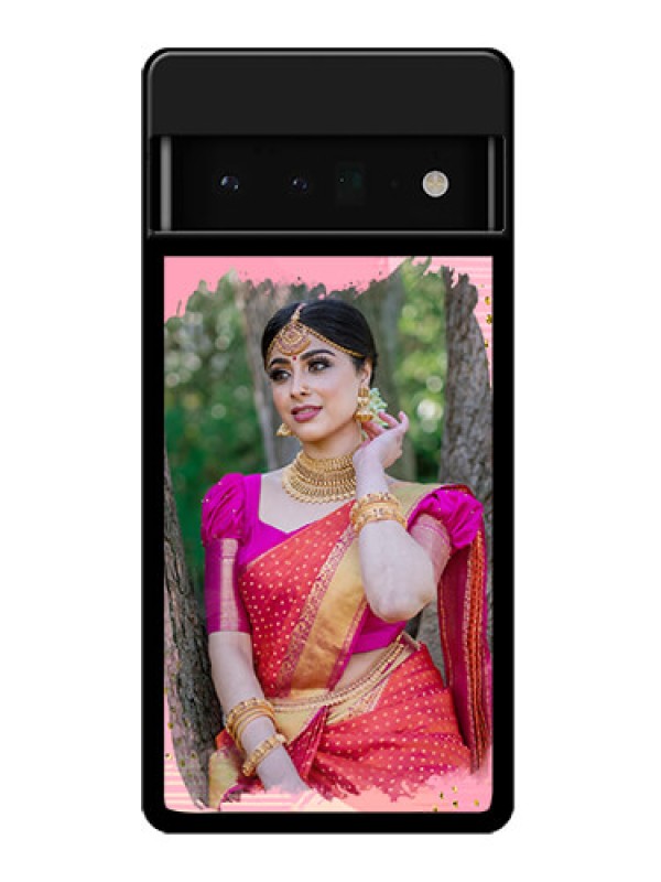 Custom Google Pixel 6 Pro 5G Custom Glass Phone Case - Gold Glitter Splash Design