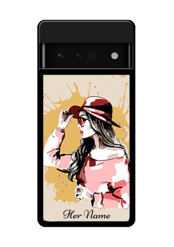 Google Pixel 6 Pro 5G Custom Glass Phone Case - Women With Pink Hat Design