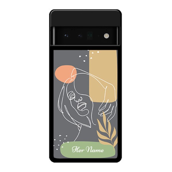 Google Pixel 6 Pro 5G Custom Glass Phone Case - Gazing Woman Line Art Design