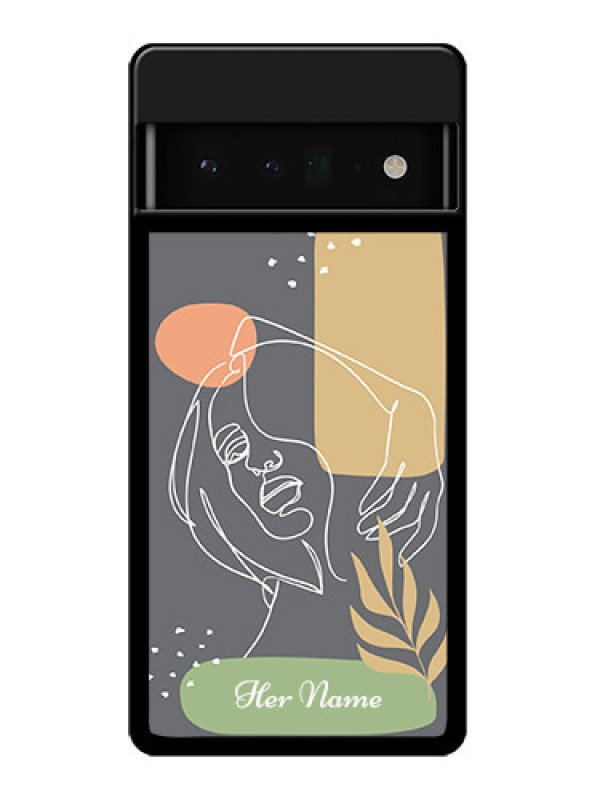 Custom Google Pixel 6 Pro 5G Custom Glass Phone Case - Gazing Woman Line Art Design