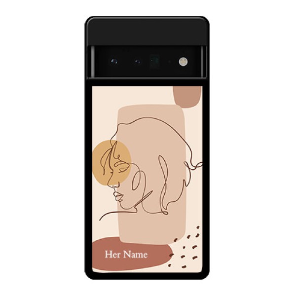 Google Pixel 6 Pro 5G Custom Glass Phone Case - Calm Woman Line Art Design