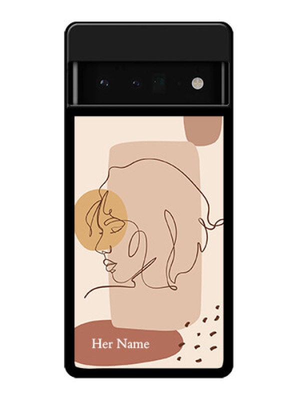 Custom Google Pixel 6 Pro 5G Custom Glass Phone Case - Calm Woman Line Art Design