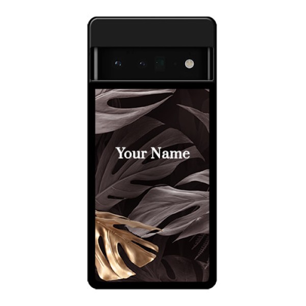 Google Pixel 6 Pro 5G Custom Glass Phone Case - Wild Leaves Digital Paint Design