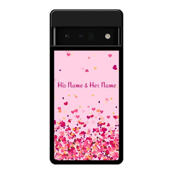 Google Pixel 6 Pro 5G Custom Glass Phone Case - Floating Hearts Design