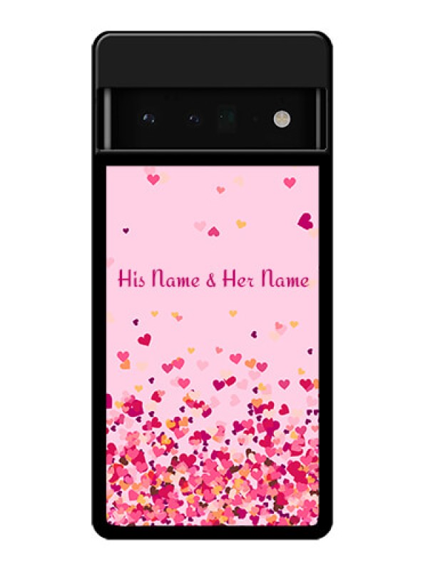 Custom Google Pixel 6 Pro 5G Custom Glass Phone Case - Floating Hearts Design