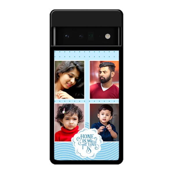 Google Pixel 6 Pro 5G Custom Glass Phone Case - Cute Love Quote With 4 Pic Upload Design