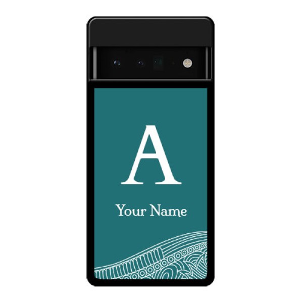 Google Pixel 6 Pro 5G Custom Glass Phone Case - Line Art Pattern With Custom Name Design