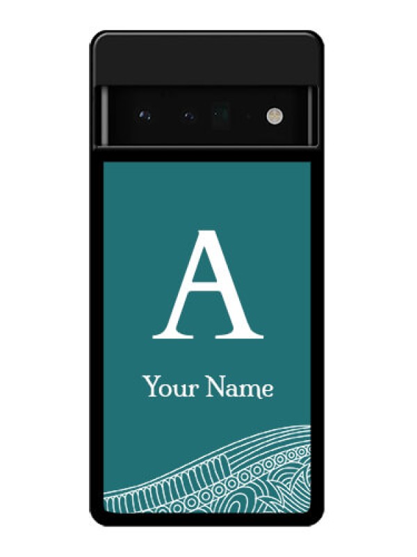 Custom Google Pixel 6 Pro 5G Custom Glass Phone Case - Line Art Pattern With Custom Name Design