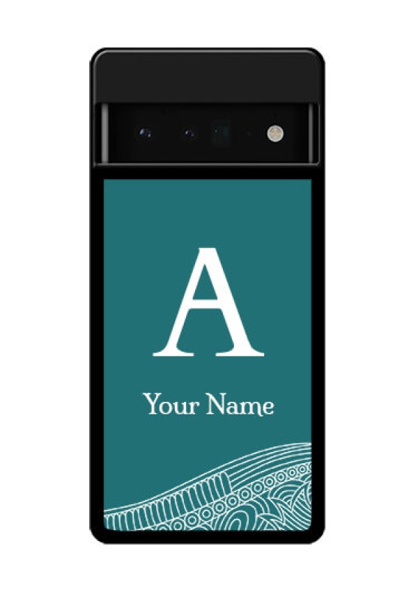 Google Pixel 6 Pro 5G Custom Glass Phone Case - Line Art Pattern With Custom Name Design