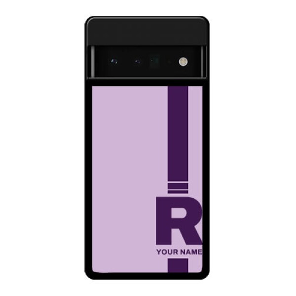 Google Pixel 6 Pro 5G Custom Glass Phone Case - Simple Dual Tone Stripe With Name Design