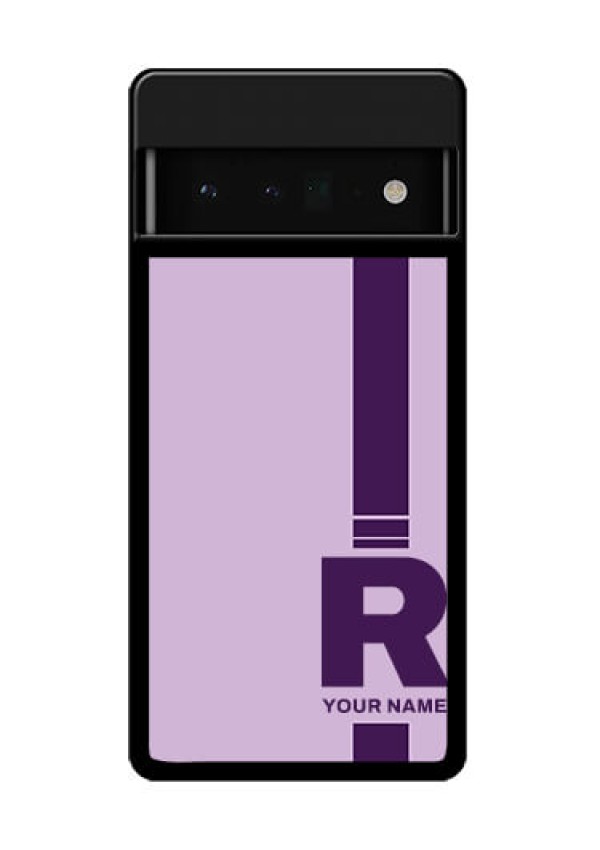 Google Pixel 6 Pro 5G Custom Glass Phone Case - Simple Dual Tone Stripe With Name Design
