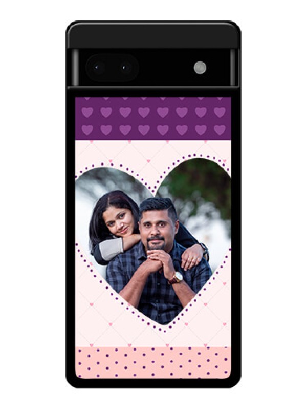 Custom Google Pixel 6A 5G Custom Glass Phone Case - Violet Love Dots Design