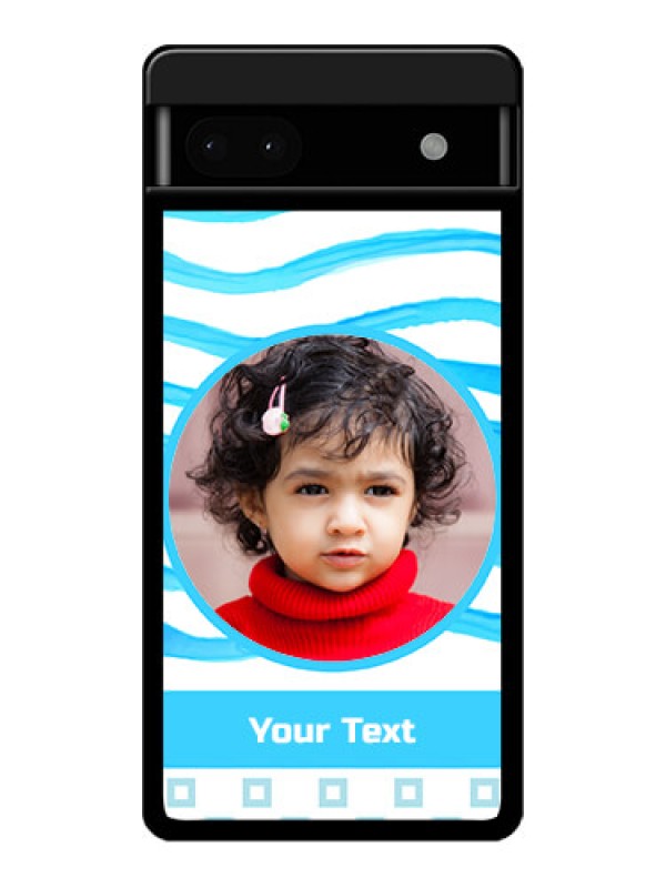 Custom Google Pixel 6A 5G Custom Glass Phone Case - Simple Blue Case Design