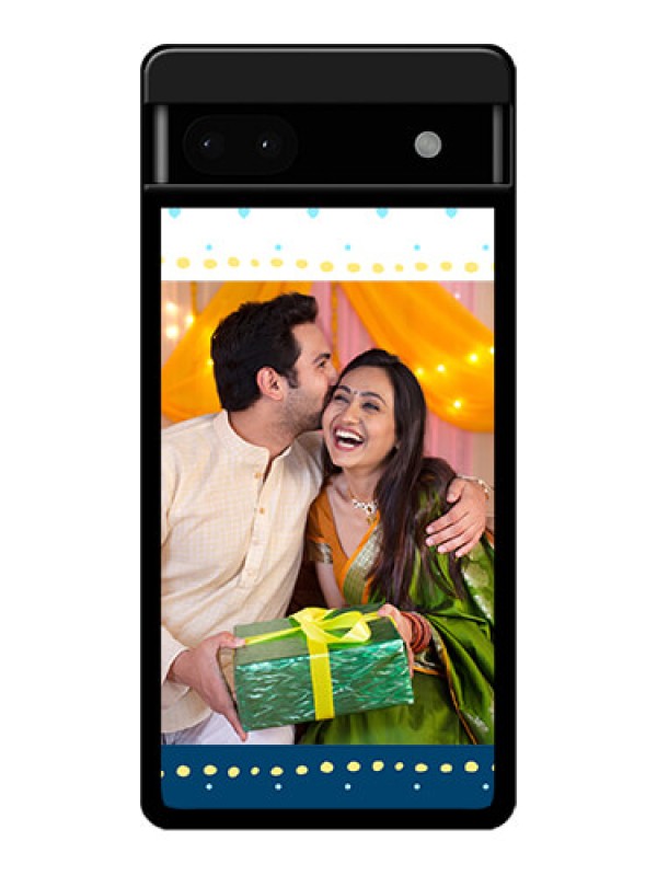 Custom Google Pixel 6A 5G Custom Glass Phone Case - White And Blue Abstract Design