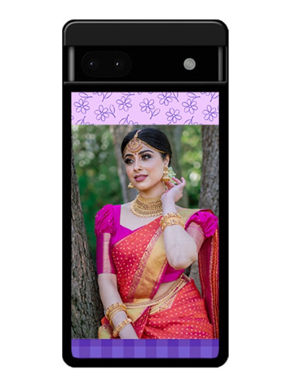 Custom Google Pixel 6A 5G Custom Glass Phone Case - Purple Floral Design