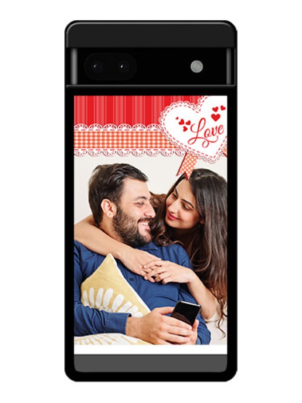 Custom Google Pixel 6A 5G Custom Glass Phone Case - Red Love Pattern Design