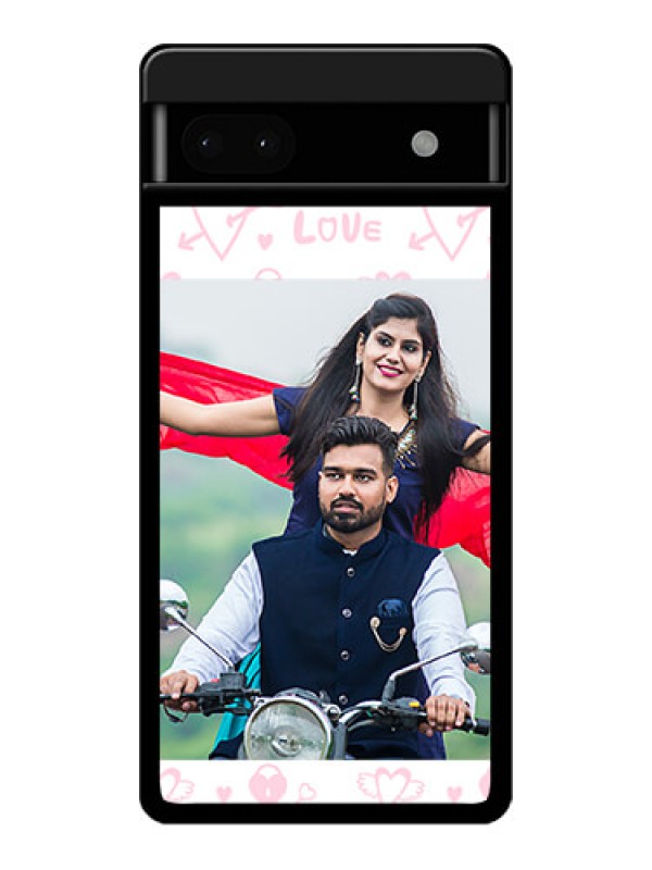 Custom Google Pixel 6A 5G Custom Glass Phone Case - Pink Flying Heart Design