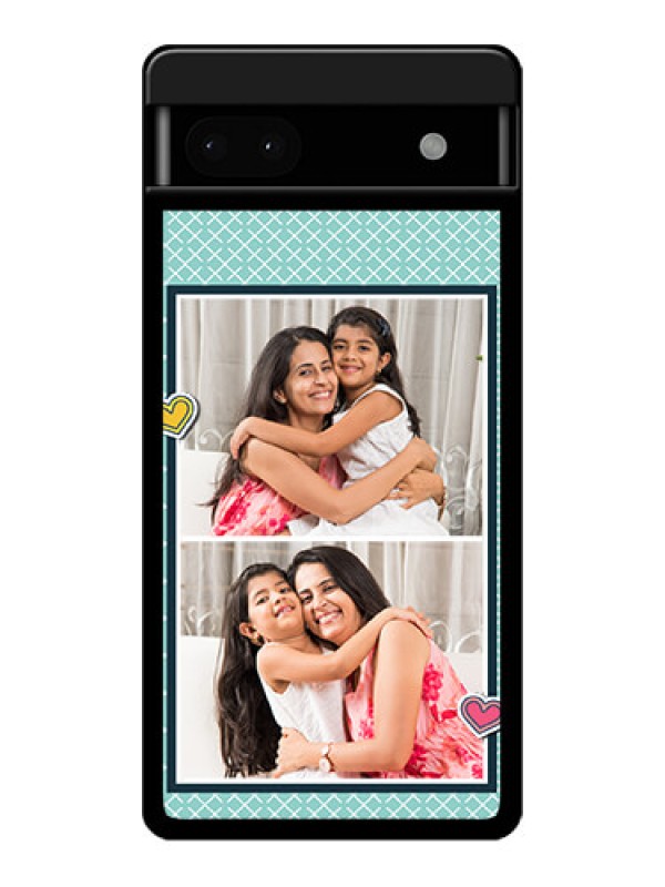 Custom Google Pixel 6A 5G Custom Glass Phone Case - 2 Image Holder With Pattern Design