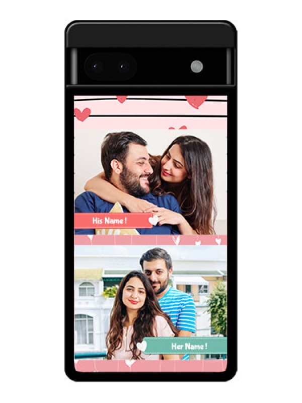 Custom Google Pixel 6A 5G Custom Glass Phone Case - Photo With Heart Design