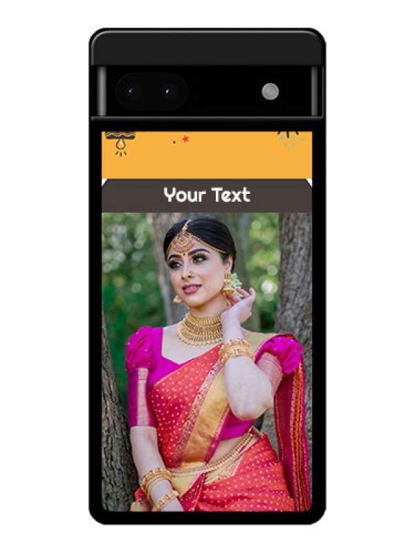 Custom Google Pixel 6A 5G Custom Glass Phone Case - With Family Picture And Icons