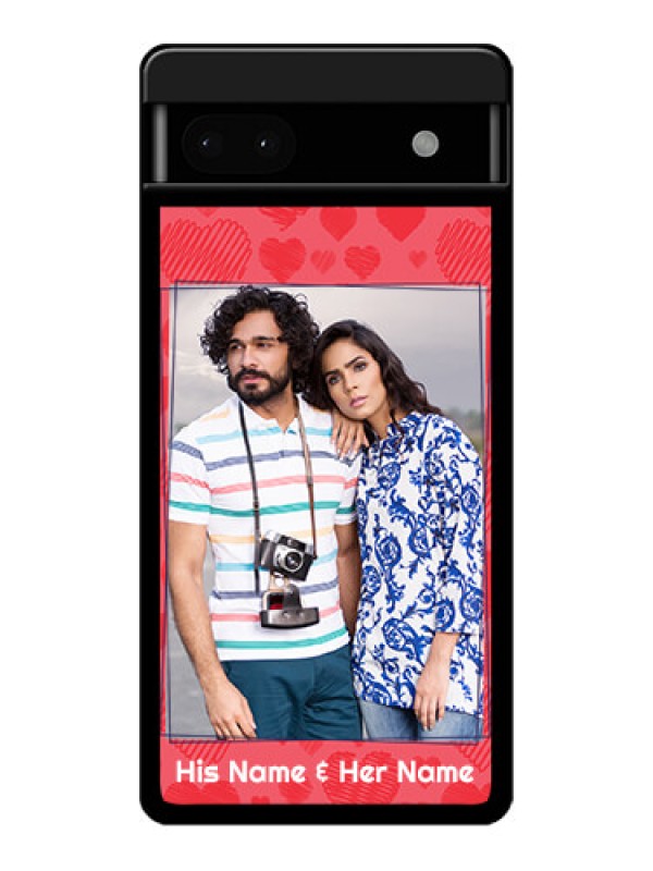 Custom Google Pixel 6A 5G Custom Glass Phone Case - With Red Heart Symbols Design