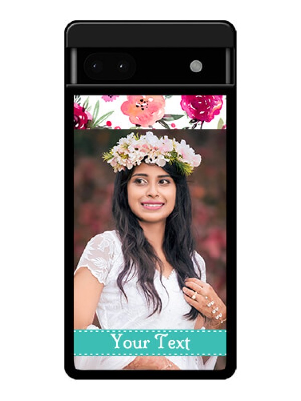 Custom Google Pixel 6A 5G Custom Glass Phone Case - Water Colors Floral Design