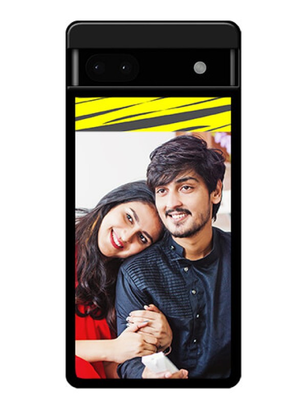 Custom Google Pixel 6A 5G Custom Glass Phone Case - Yellow Abstract Design