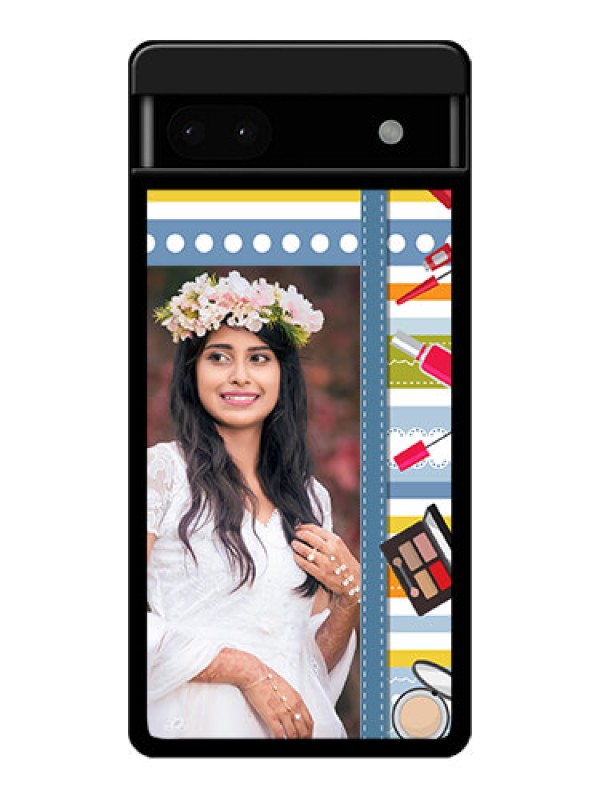 Custom Google Pixel 6A 5G Custom Glass Phone Case - Makeup Icons Design