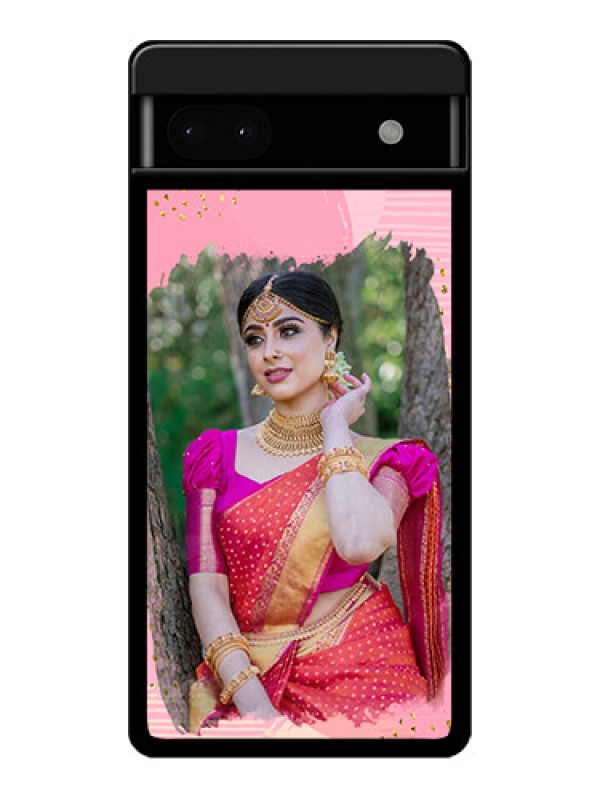 Custom Google Pixel 6A 5G Custom Glass Phone Case - Gold Glitter Splash Design