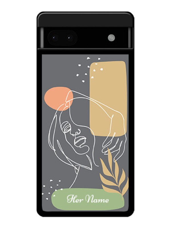 Custom Google Pixel 6A 5G Custom Glass Phone Case - Gazing Woman Line Art Design