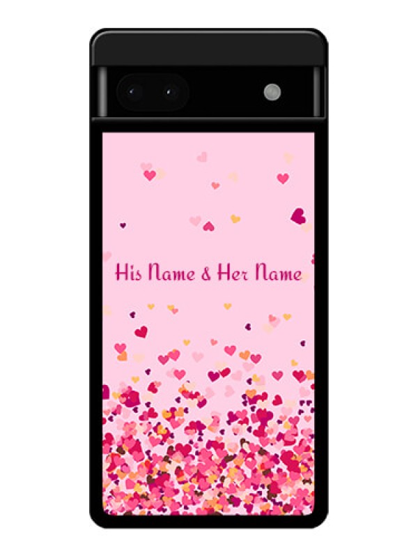 Custom Google Pixel 6A 5G Custom Glass Phone Case - Floating Hearts Design
