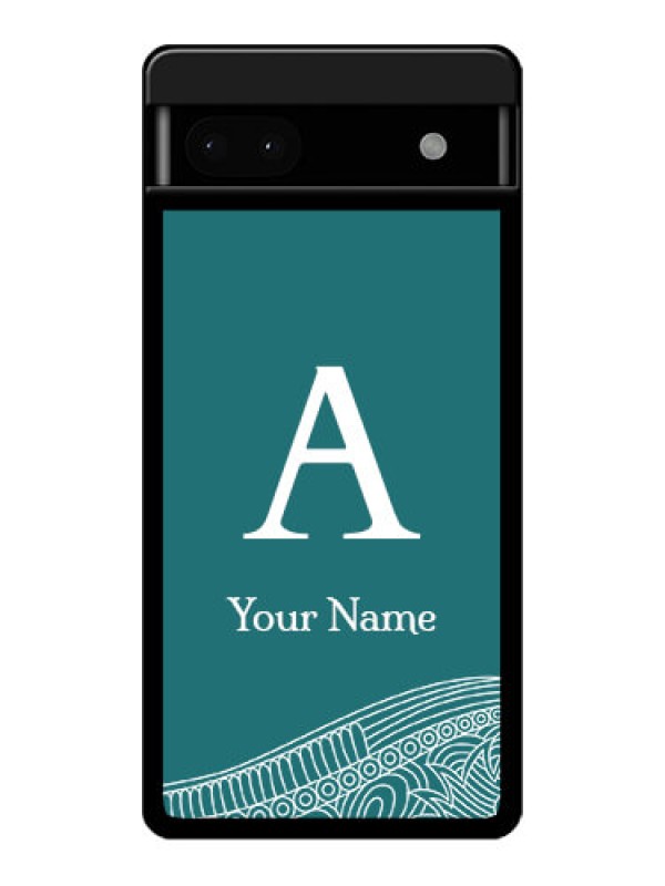 Custom Google Pixel 6A 5G Custom Glass Phone Case - Line Art Pattern With Custom Name Design