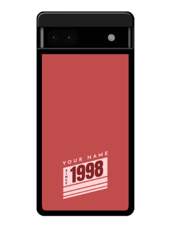 Custom Google Pixel 6A 5G Custom Glass Phone Case - Red Custom Year Of Birth Design