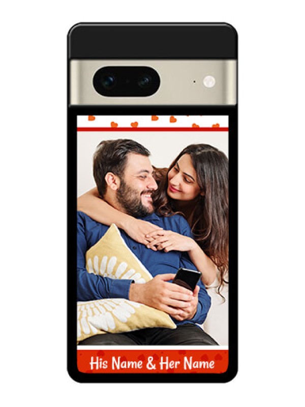 Custom Google Pixel 7 5G Custom Glass Phone Case - Orange Love Symbol Design