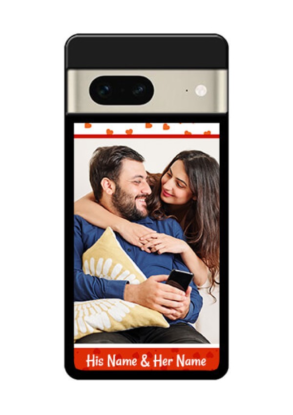 Google Pixel 7 5G Custom Glass Phone Case - Orange Love Symbol Design
