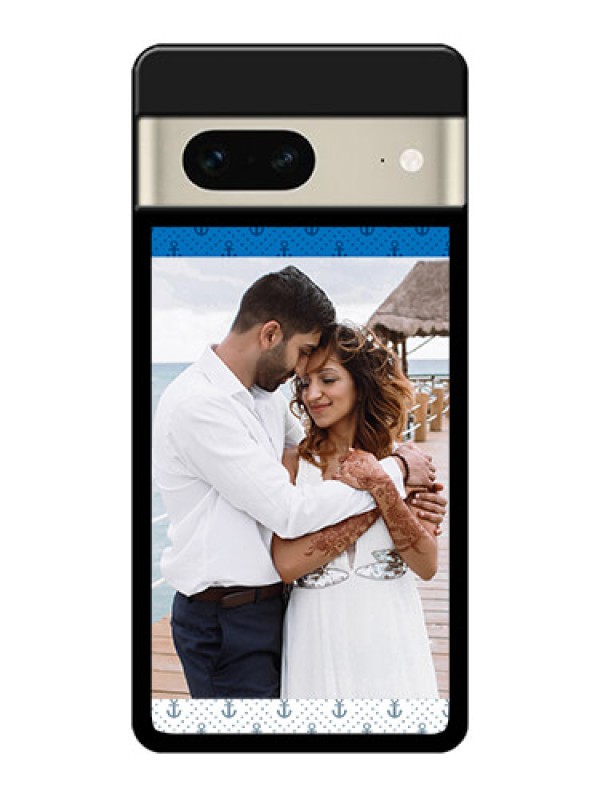 Custom Google Pixel 7 5G Custom Glass Phone Case - Blue Anchors Design