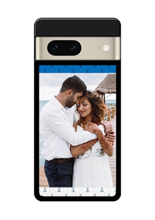Google Pixel 7 5G Custom Glass Phone Case - Blue Anchors Design