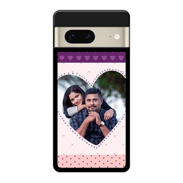 Google Pixel 7 5G Custom Glass Phone Case - Violet Love Dots Design