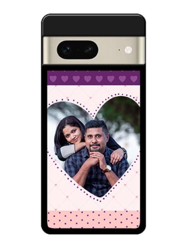 Custom Google Pixel 7 5G Custom Glass Phone Case - Violet Love Dots Design