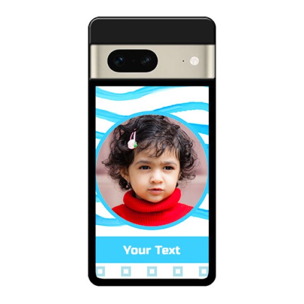 Google Pixel 7 5G Custom Glass Phone Case - Simple Blue Case Design