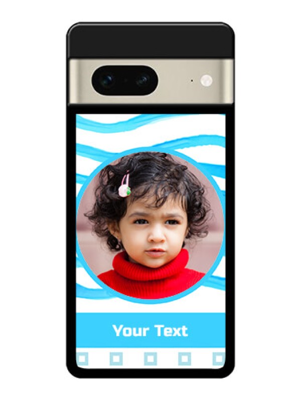 Custom Google Pixel 7 5G Custom Glass Phone Case - Simple Blue Case Design