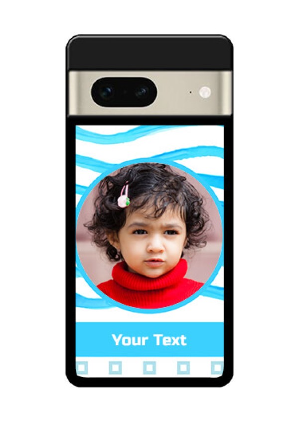 Google Pixel 7 5G Custom Glass Phone Case - Simple Blue Case Design